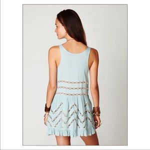 RARE Free People Sky Blue Voile Trapeze Slip Dress